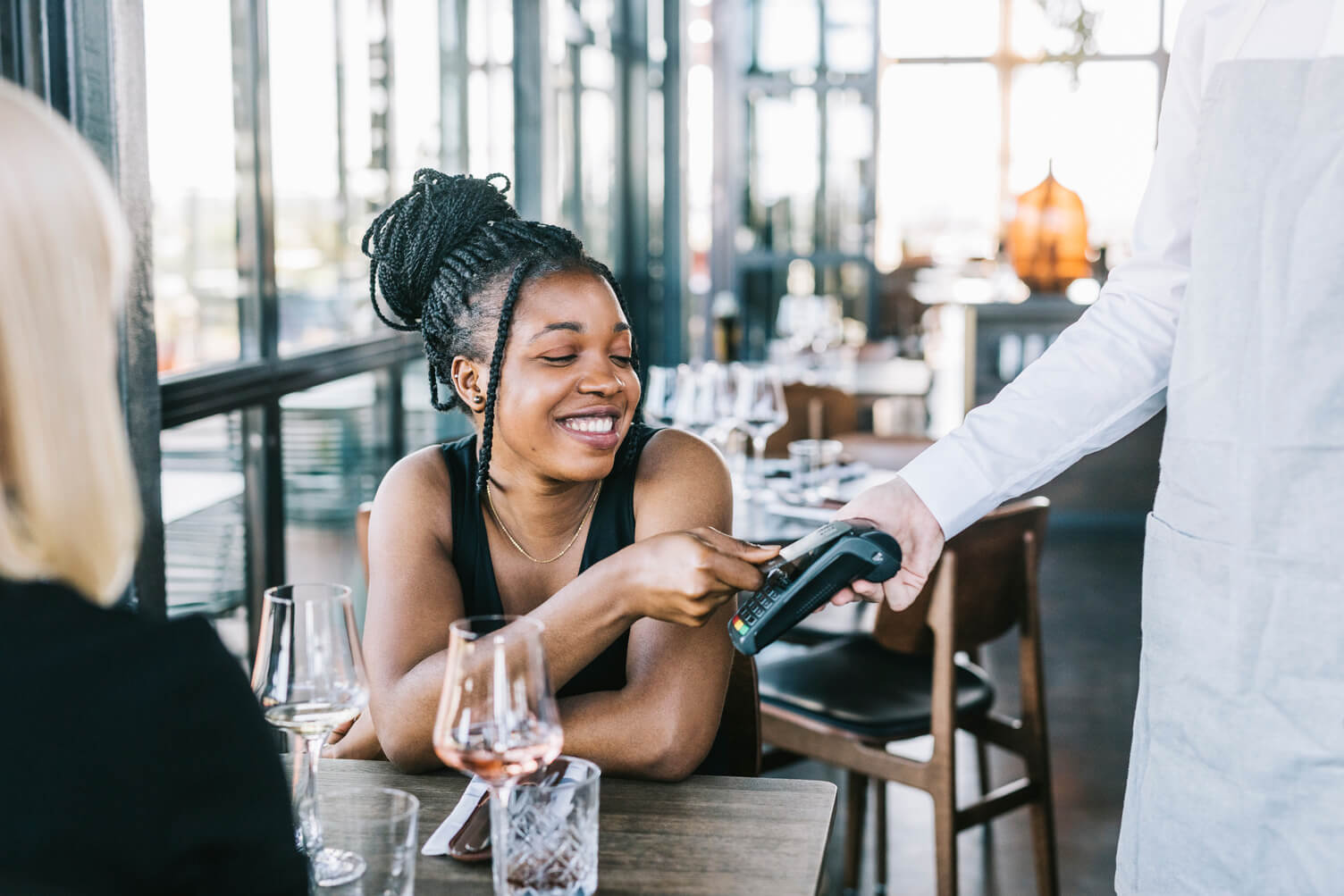 woman paying