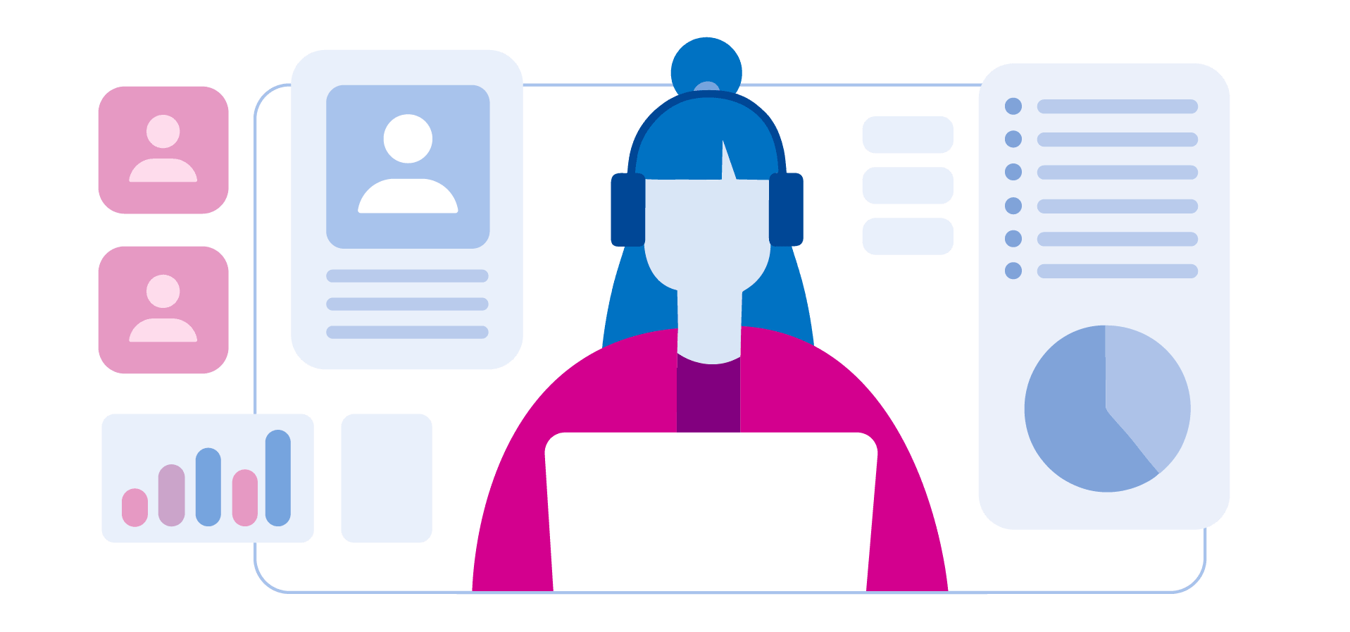 girl on computer looking at stats