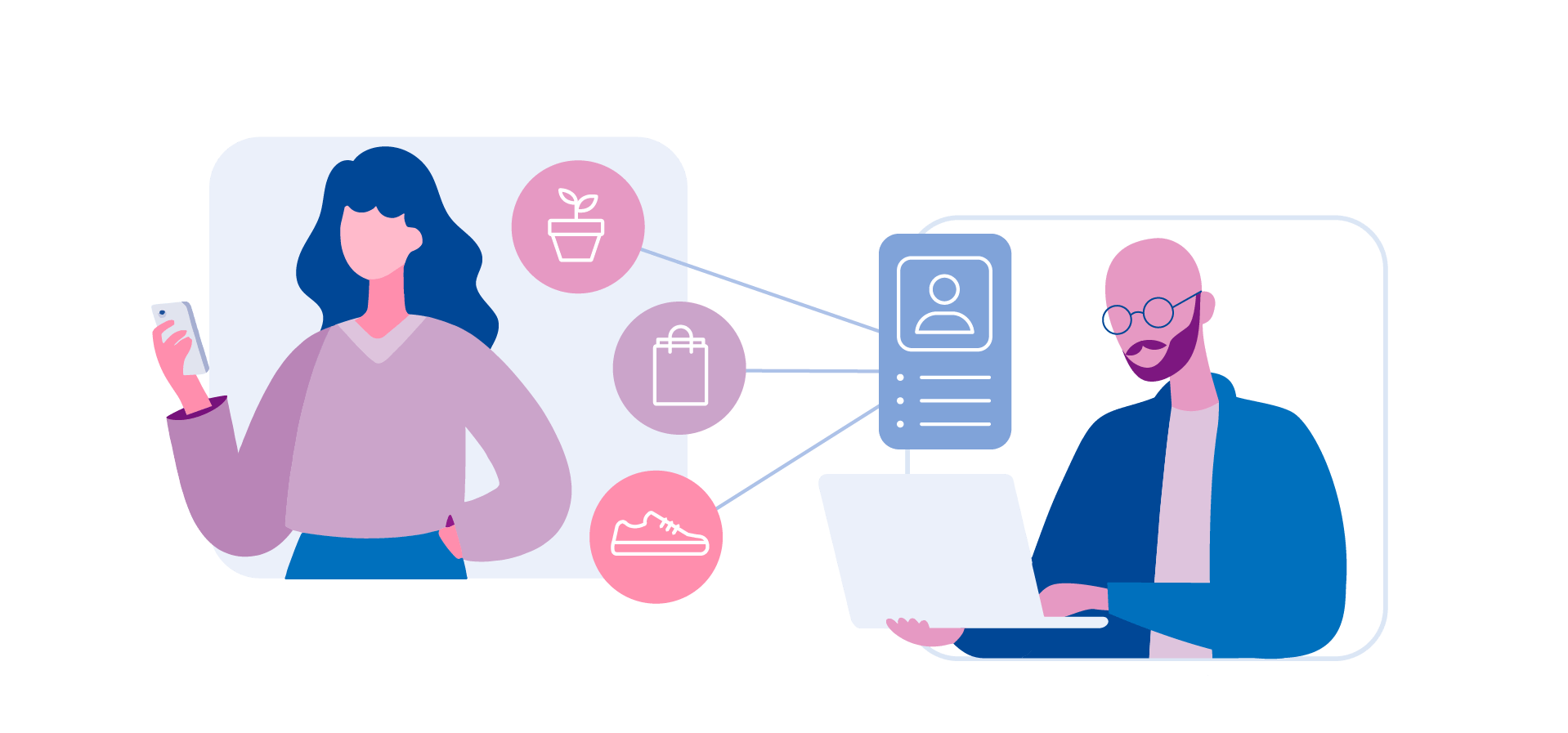 Two people working on phone and laptop