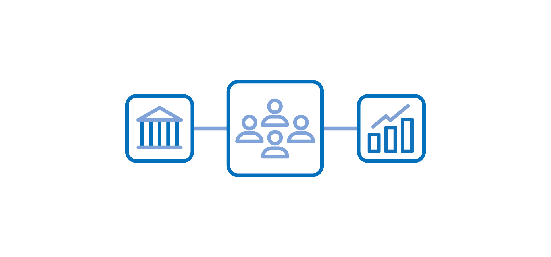 bank, people and charts being connected