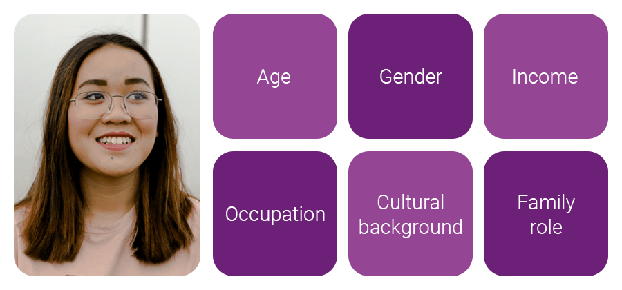 Experian demographic segmentation considers age, gender, income, occupation, cultural background, and family