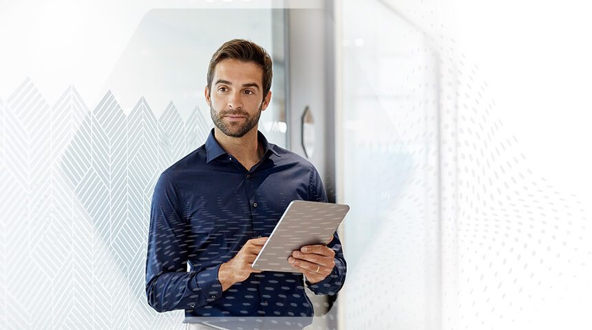 man working with a tablet