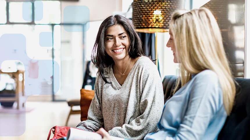 two women talking