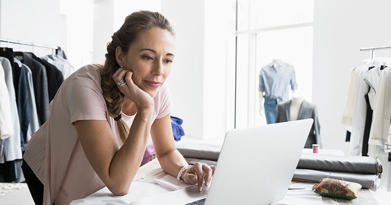 woman working on her laptop