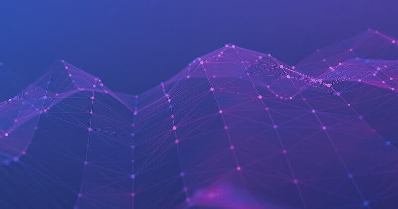 abstract blue and purple background with pink connected data points
