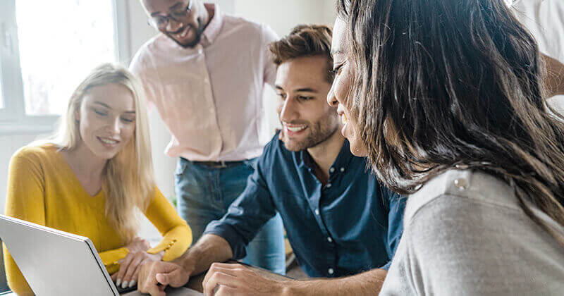 Business team using laptop