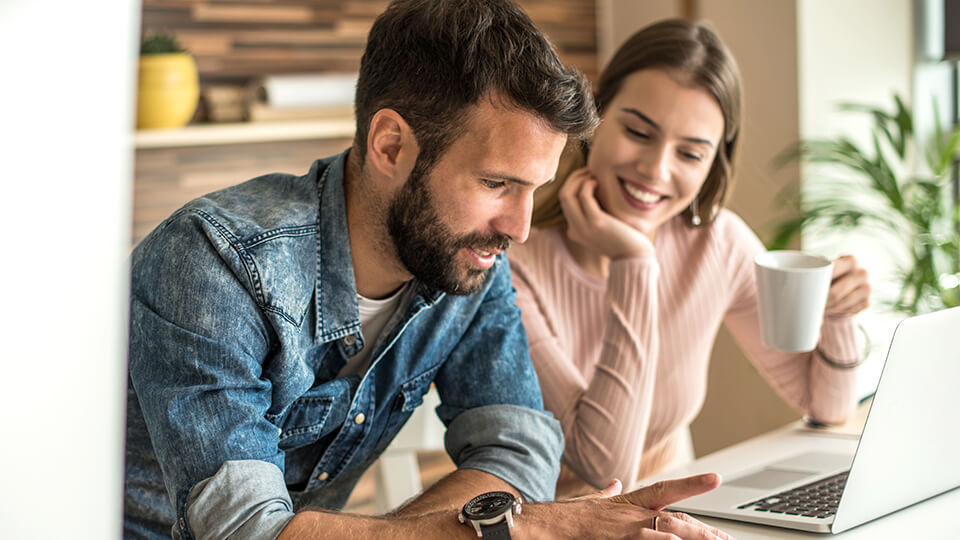 man and woman working together