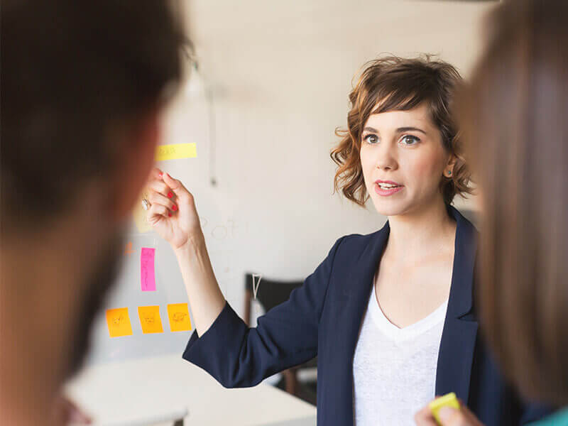 woman giving presentation