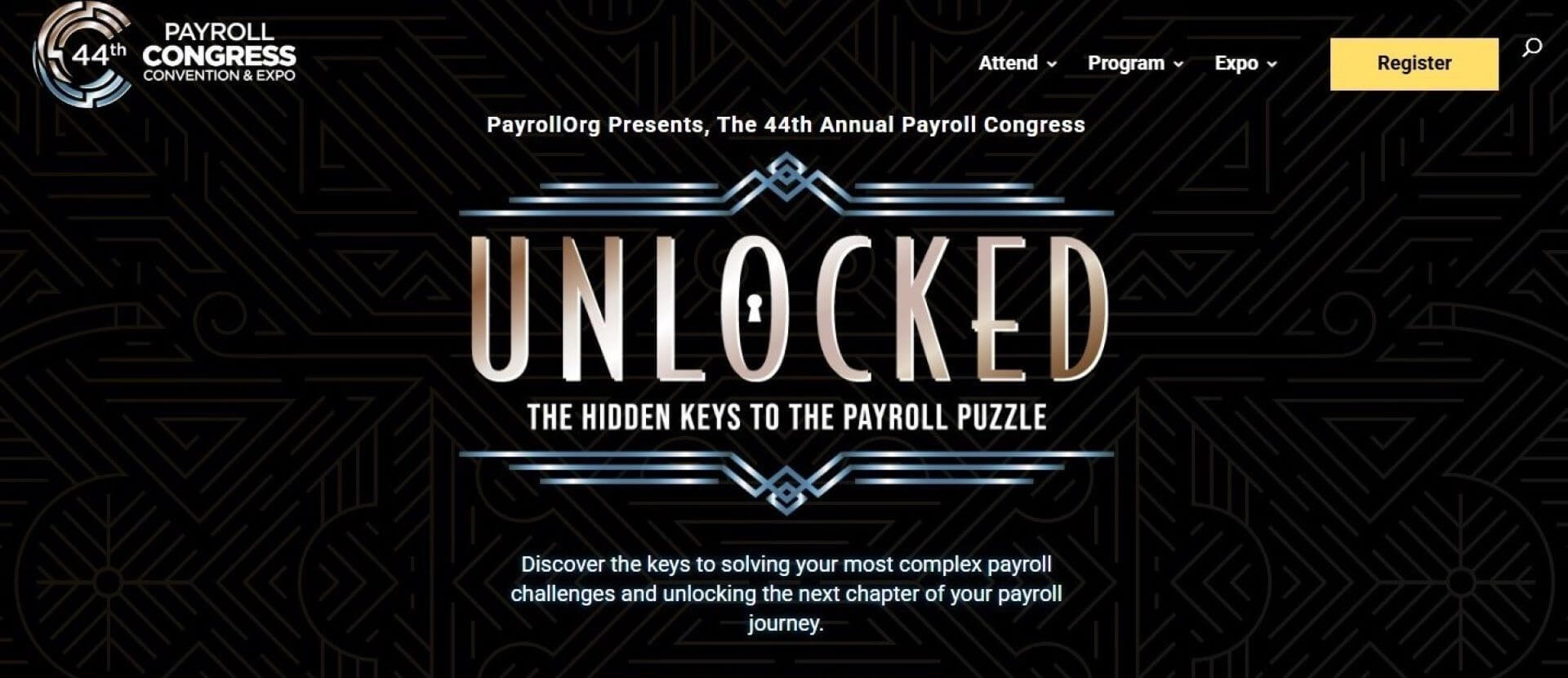 Copy of screenshot from Payroll Congress Website page