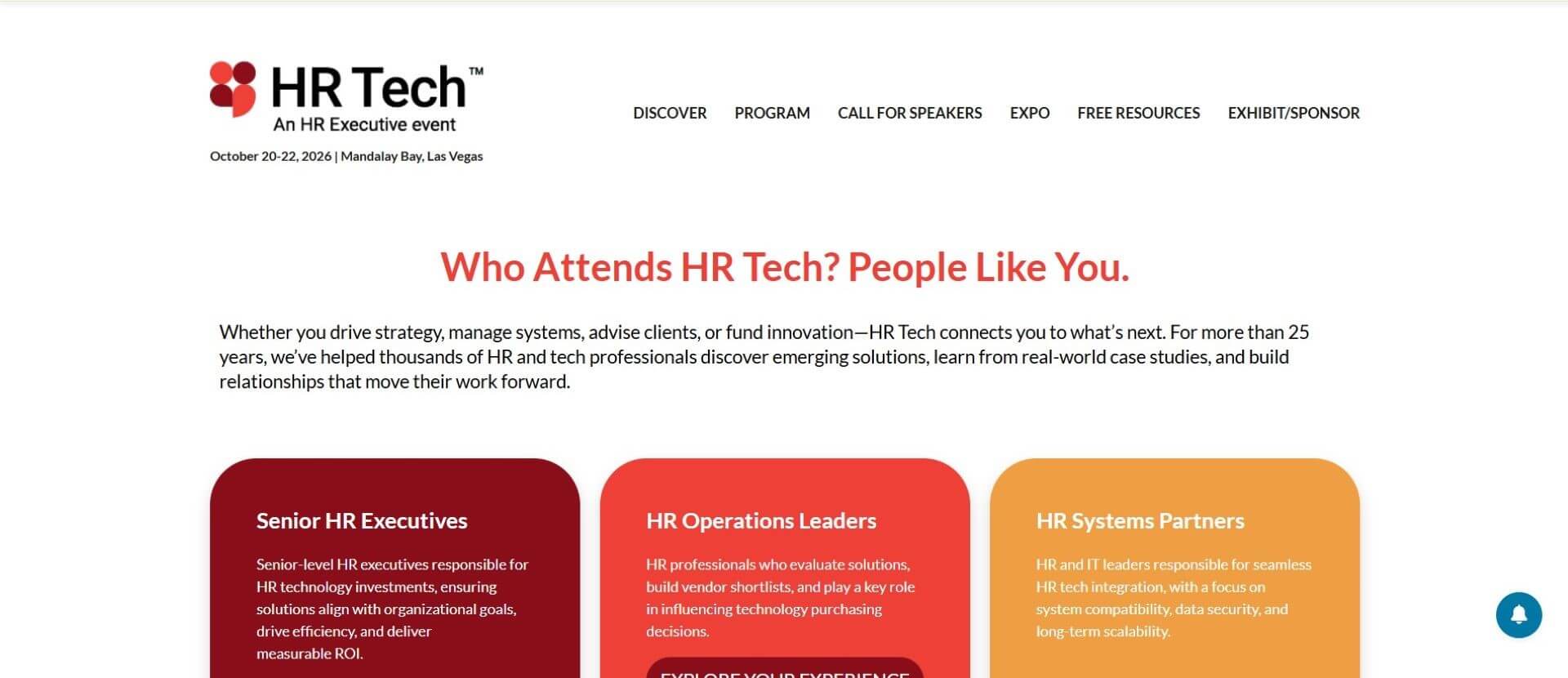 Screenshot of HR Tech 2026 Webpage 