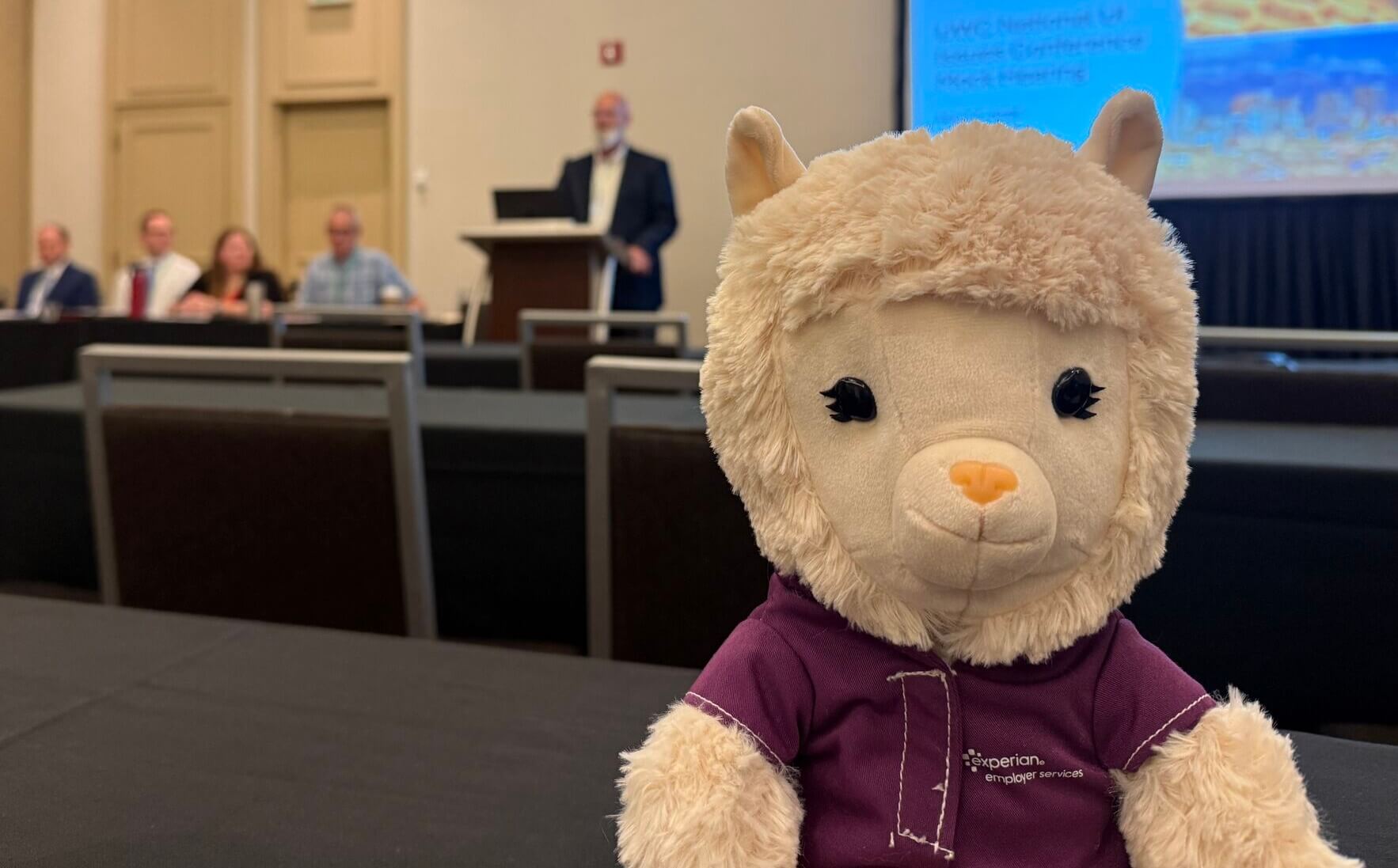 wayne rottger speaks in the background of an employer services no-drama llama