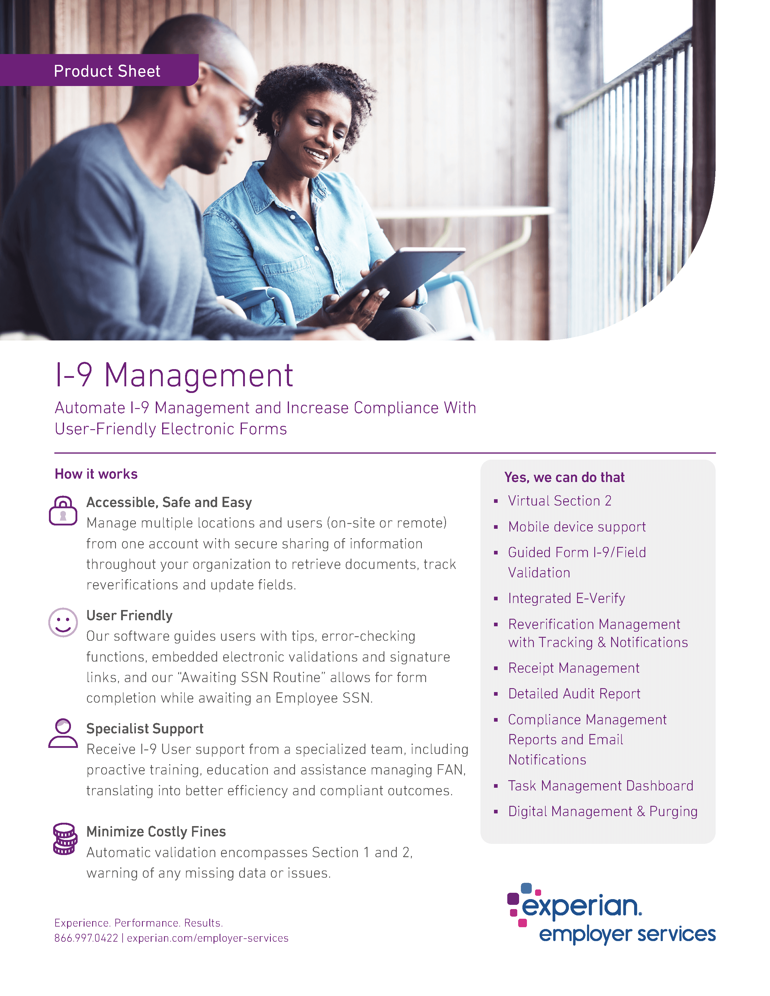 Thumbnail of Product Sheet I-9 Management