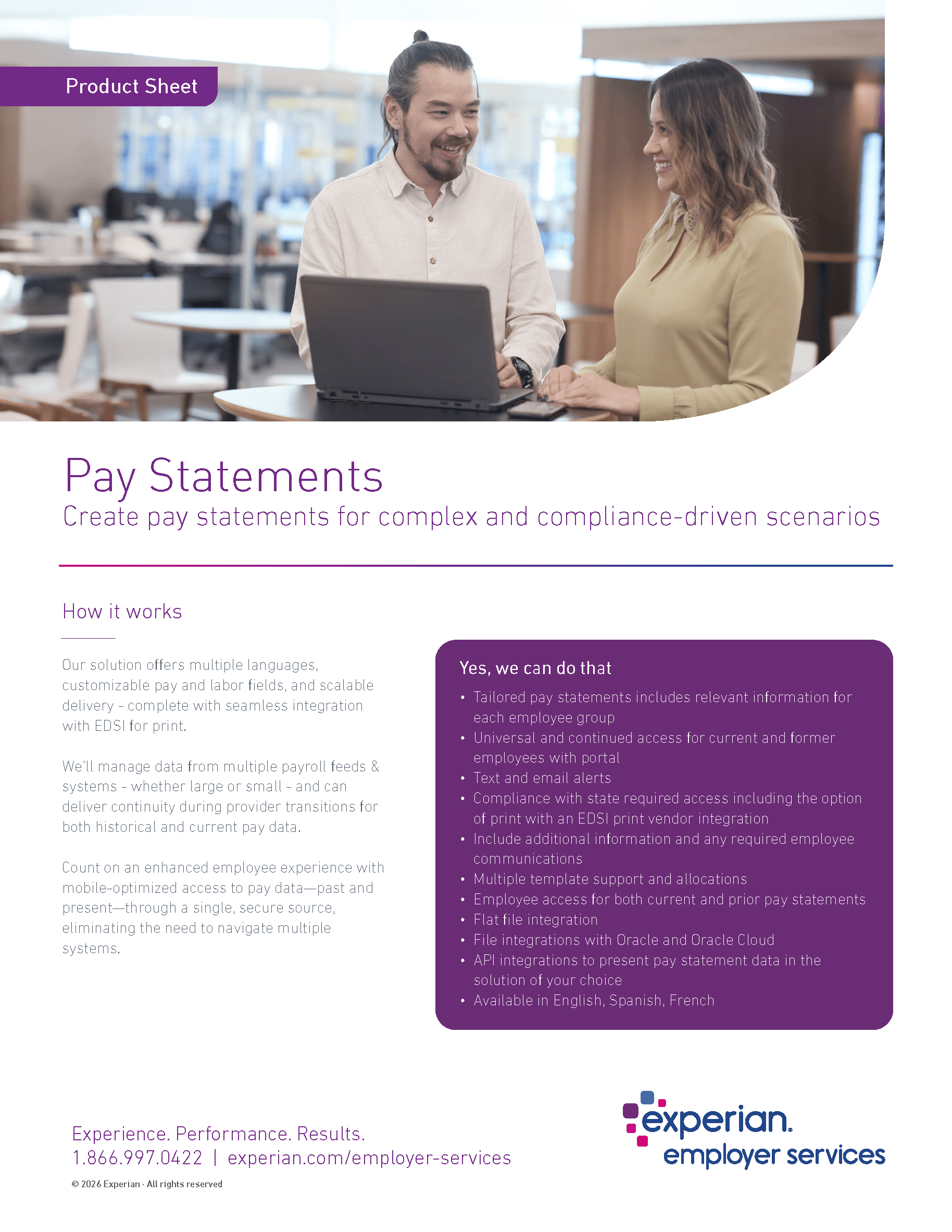 Thumbnail of Product Sheet Pay Statements